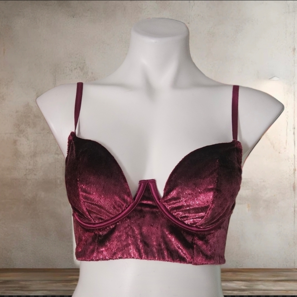 NWOT/ Victoria's Secret Very Sexy Velvet Shimmer Long Line Bra Mesh Back - Picture 1 of 4